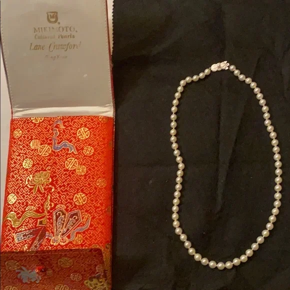 AUTH 1980s MIKIMOTO AKOYA CULTURED PEARL NECKLACE LANE CRAWFORD NECKLACE - Picture 14 of 17